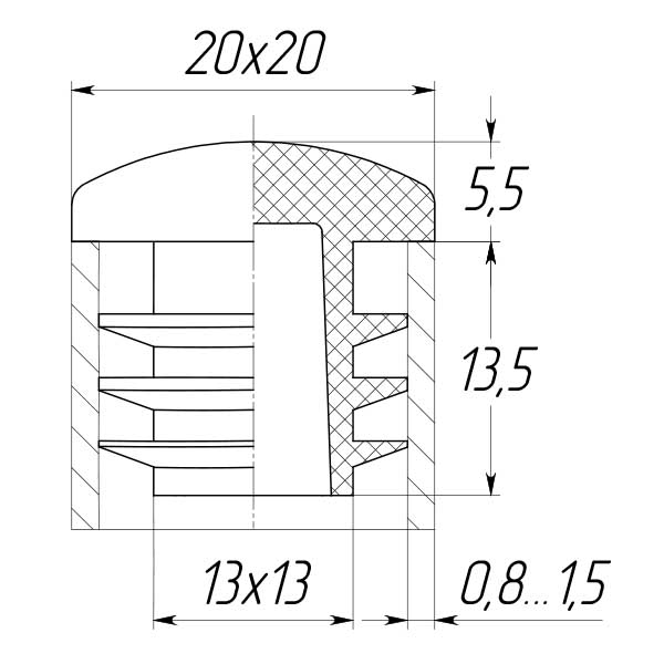 Заглушка для труби 20x20 сфера-0